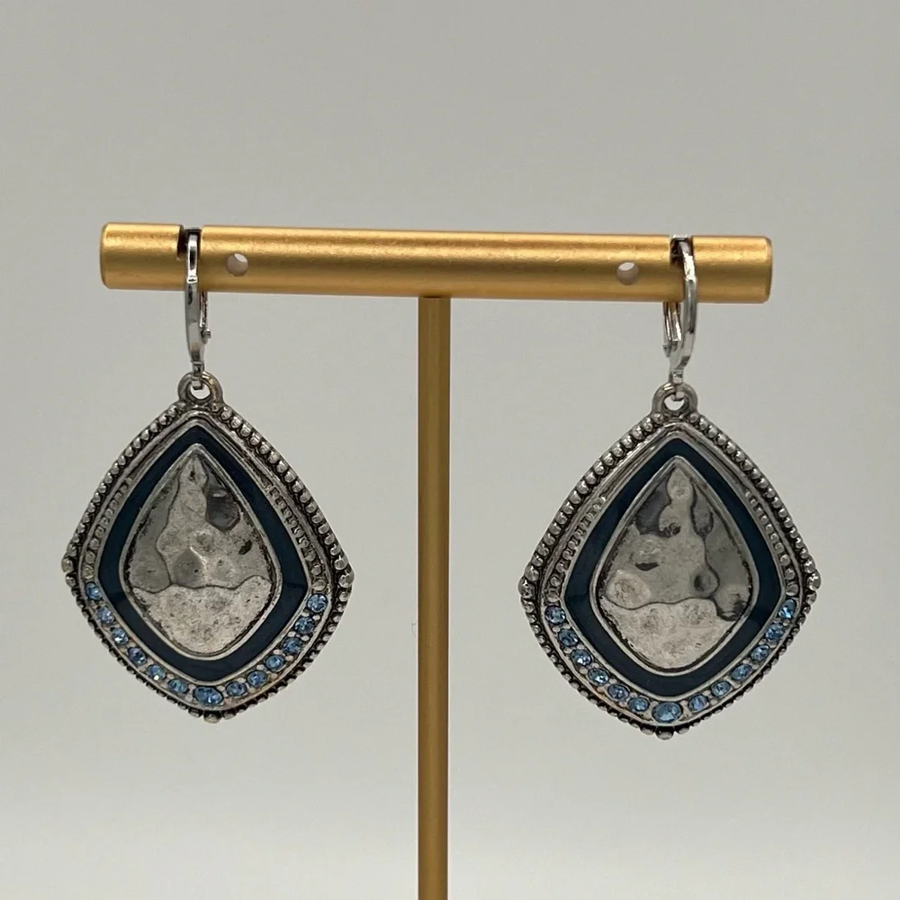 Premier Designs Silver and Blue Teardrop Earrings